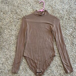 Nude mock neck long sleeve bodysuit size small